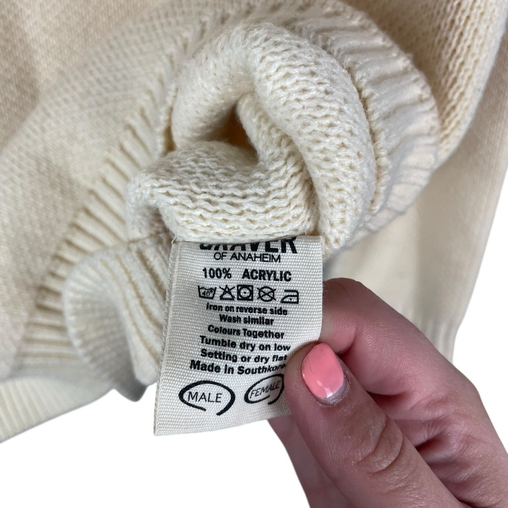 Graver of Anaheim Cream Knit Smiley Face Sweater Unisex One Size - Picture 6 of 7